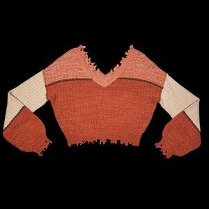 Rue21 | Cropped Distressed Colorblock Knit Sweater | XS